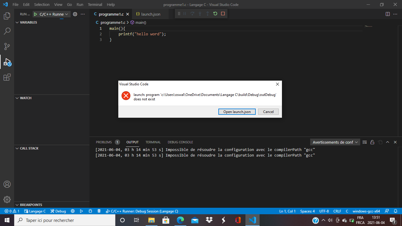 Solved I Installed Visual Studio Code For The Language C Chegg Com