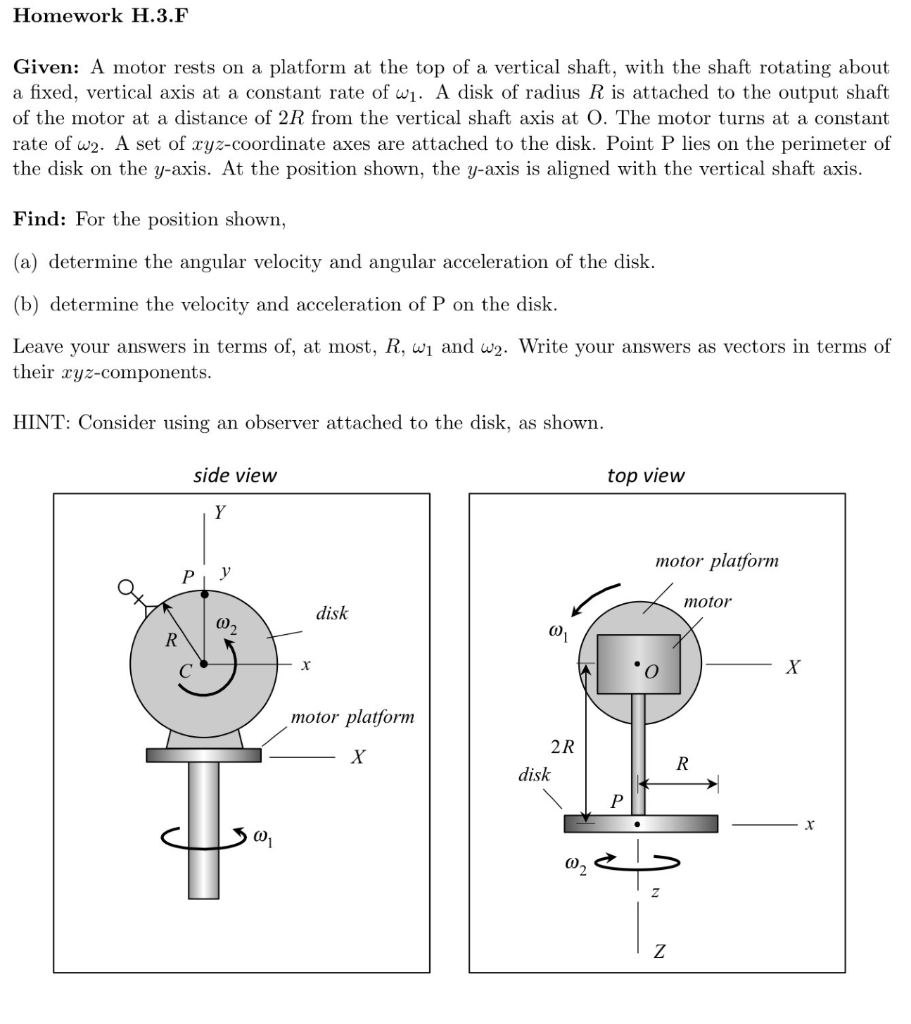 Homework H.3.F Given A motor rests on a platform at