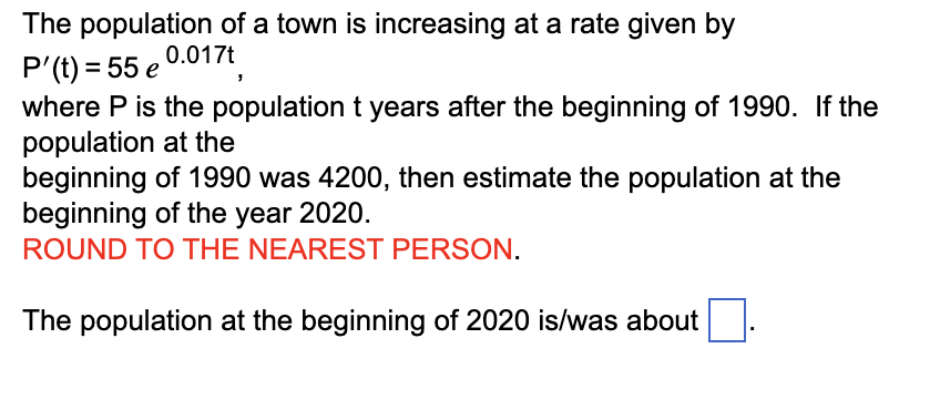 Solved The population of a town is increasing at a rate | Chegg.com