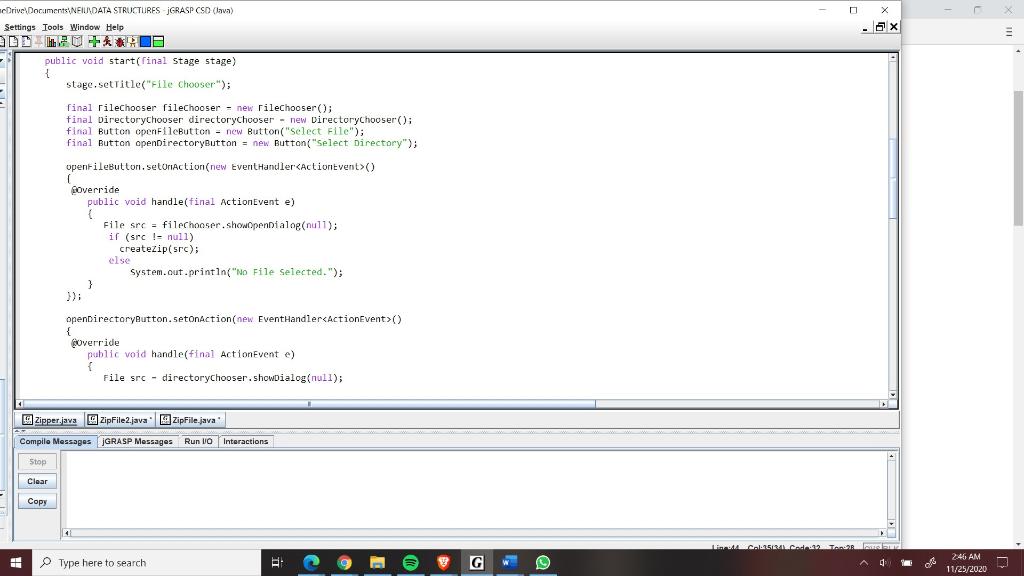 Task is to complete the createZip method. The codes | Chegg.com