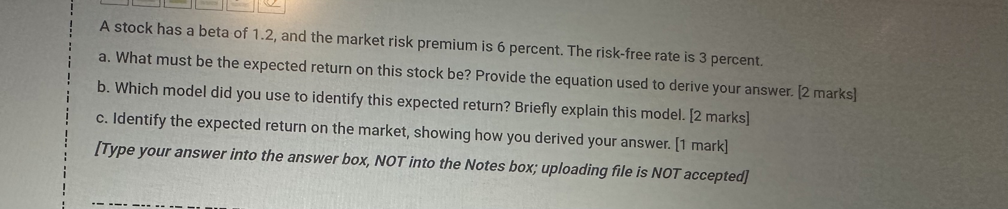 Solved A stock has a beta of 1.2 , and the market risk