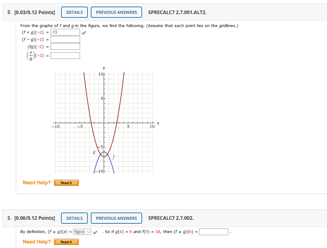 Solved From The Graphs Of F And G In The Figure, We Find The | Chegg.com