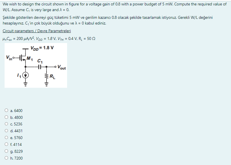 Solved We wish to design the circuit shown in figure for a | Chegg.com