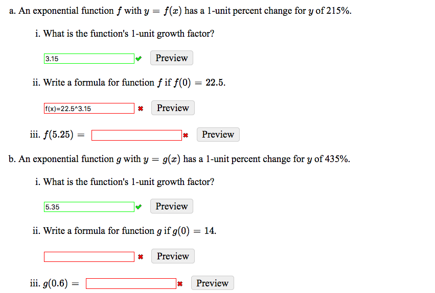 Solved a. An exponential function f with y = f(x) has a