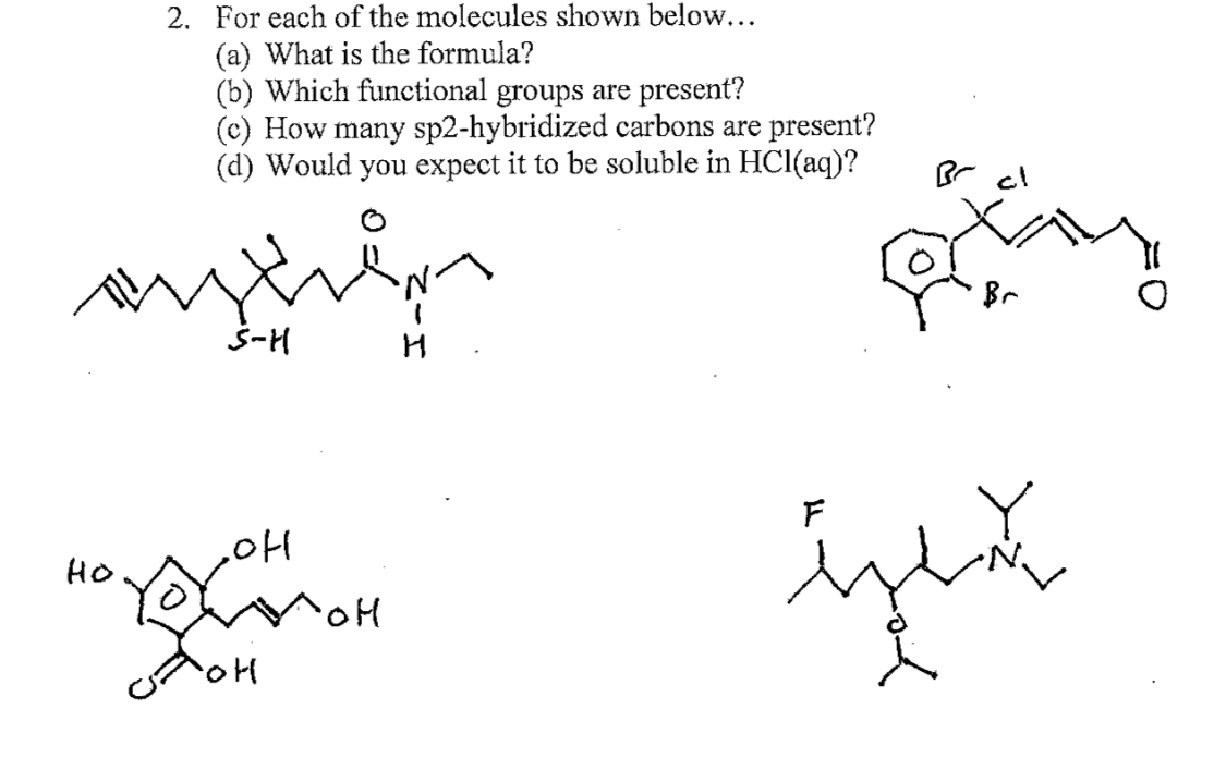 Solved 2. For each of the molecules shown below... (a) What | Chegg.com