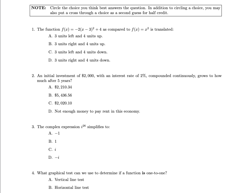 Solved Directions: Circle the choice you think best answers | Chegg.com