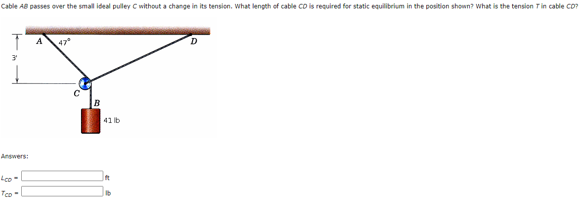 Solved Cable AB Passes Over The Small Ideal Pulley C Without | Chegg.com