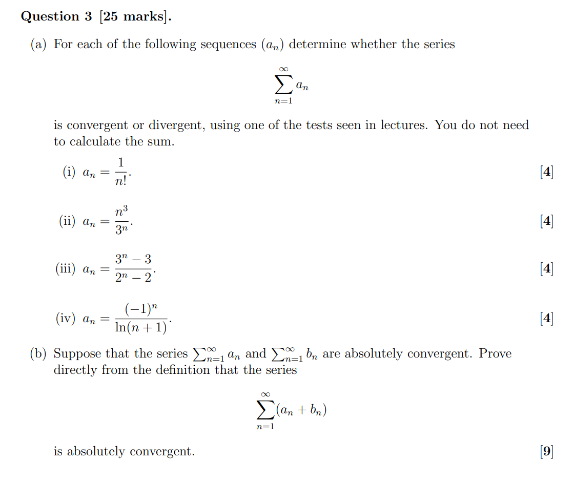 Solved (a) For Each Of The Following Sequences \\( 