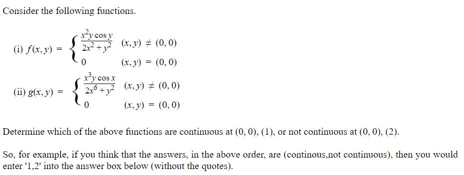 Solved Consider the following functions. xy cos y 2x2 + 2 | Chegg.com