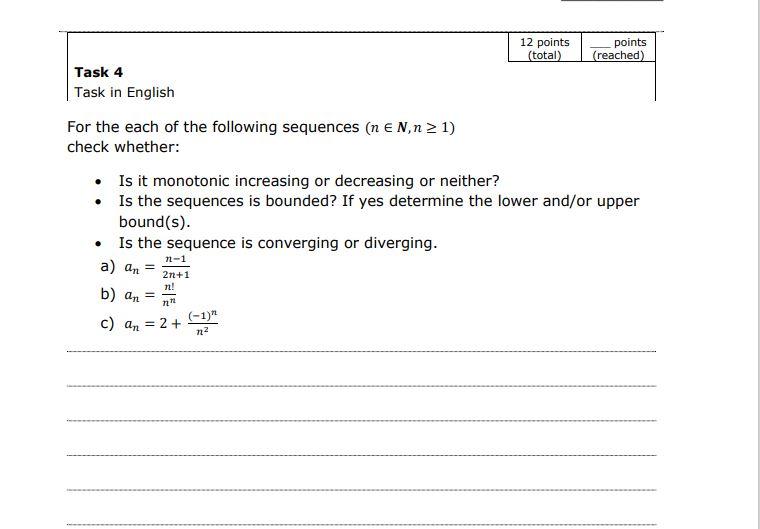Solved 12 points points (total) (reached) Task 4 Task in | Chegg.com