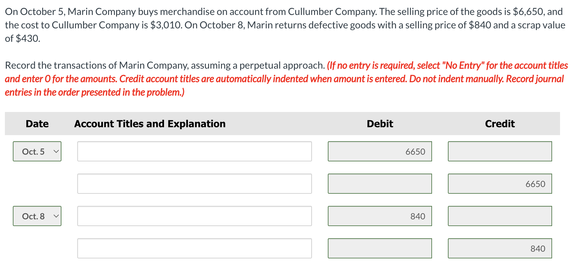 Solved On October 5, Marin Company buys merchandise on