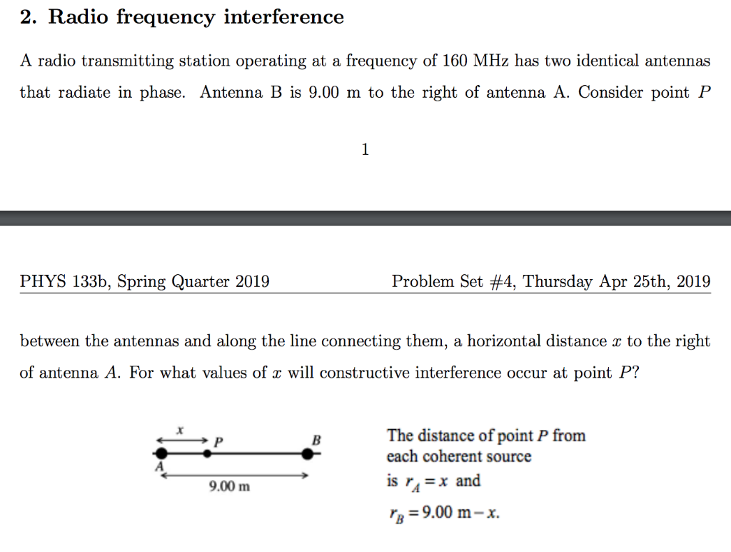 Solved 2. Radio frequency interference A radio transmitting