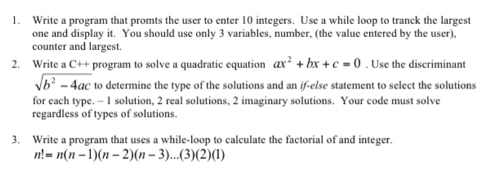 Solved 1. Write a program that promts the user to enter 10 | Chegg.com