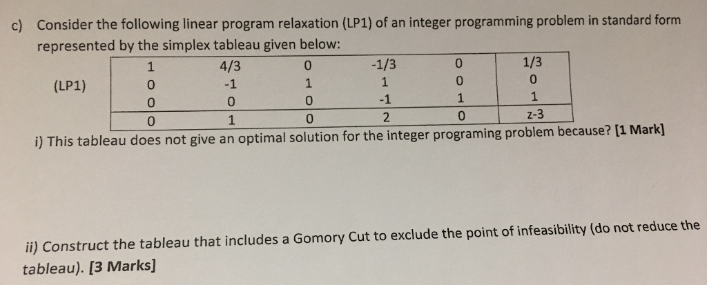 Solved c) Consider the following linear program relaxation | Chegg.com