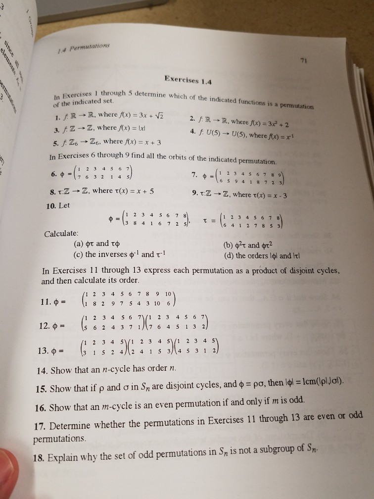 Solved 14 Permutations 71 Exercises 1.4 es 1 through 5 | Chegg.com