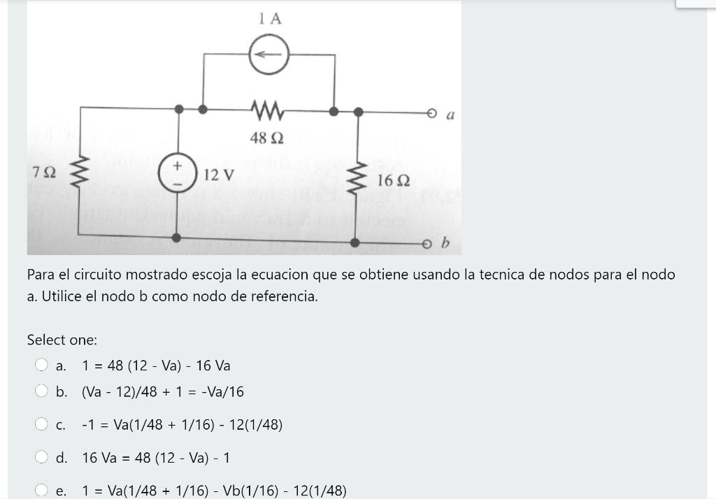 Solved For the circuit shown choose the equation obtained | Chegg.com