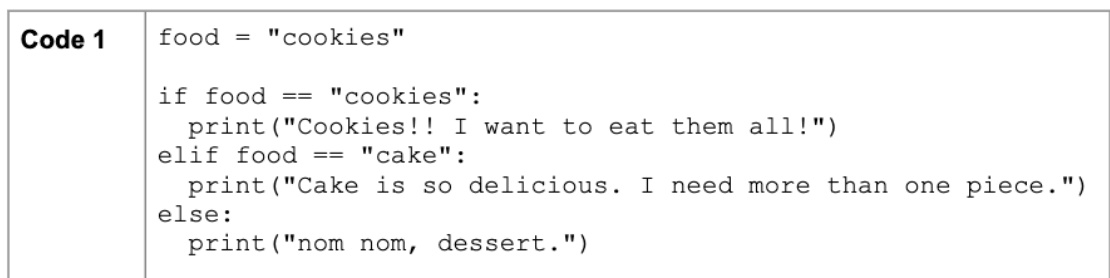 Solved Code 1 food = 