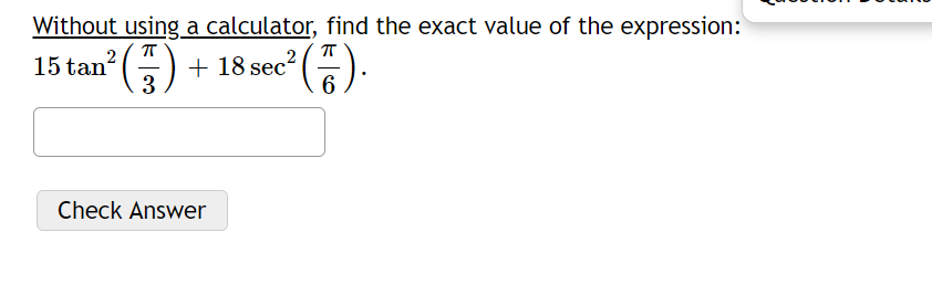 Solved Without using a calculator, find the exact value of | Chegg.com