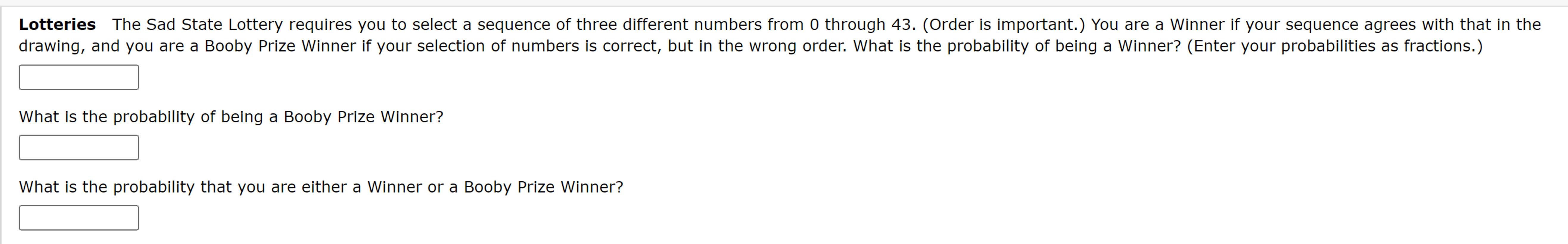 Solved What is the probability of being a Booby Prize Chegg com Solved What is the probability of being a Booby Prize Chegg com