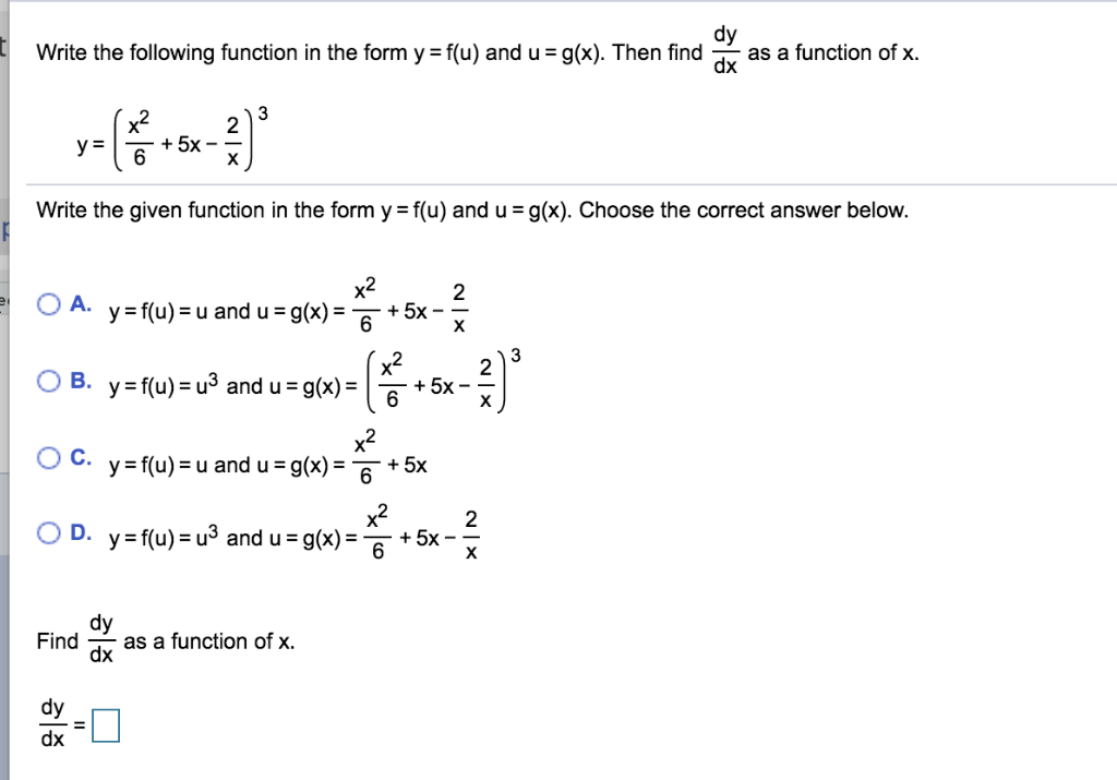 Solved Write The Following Function In The Form Y F U Chegg Com