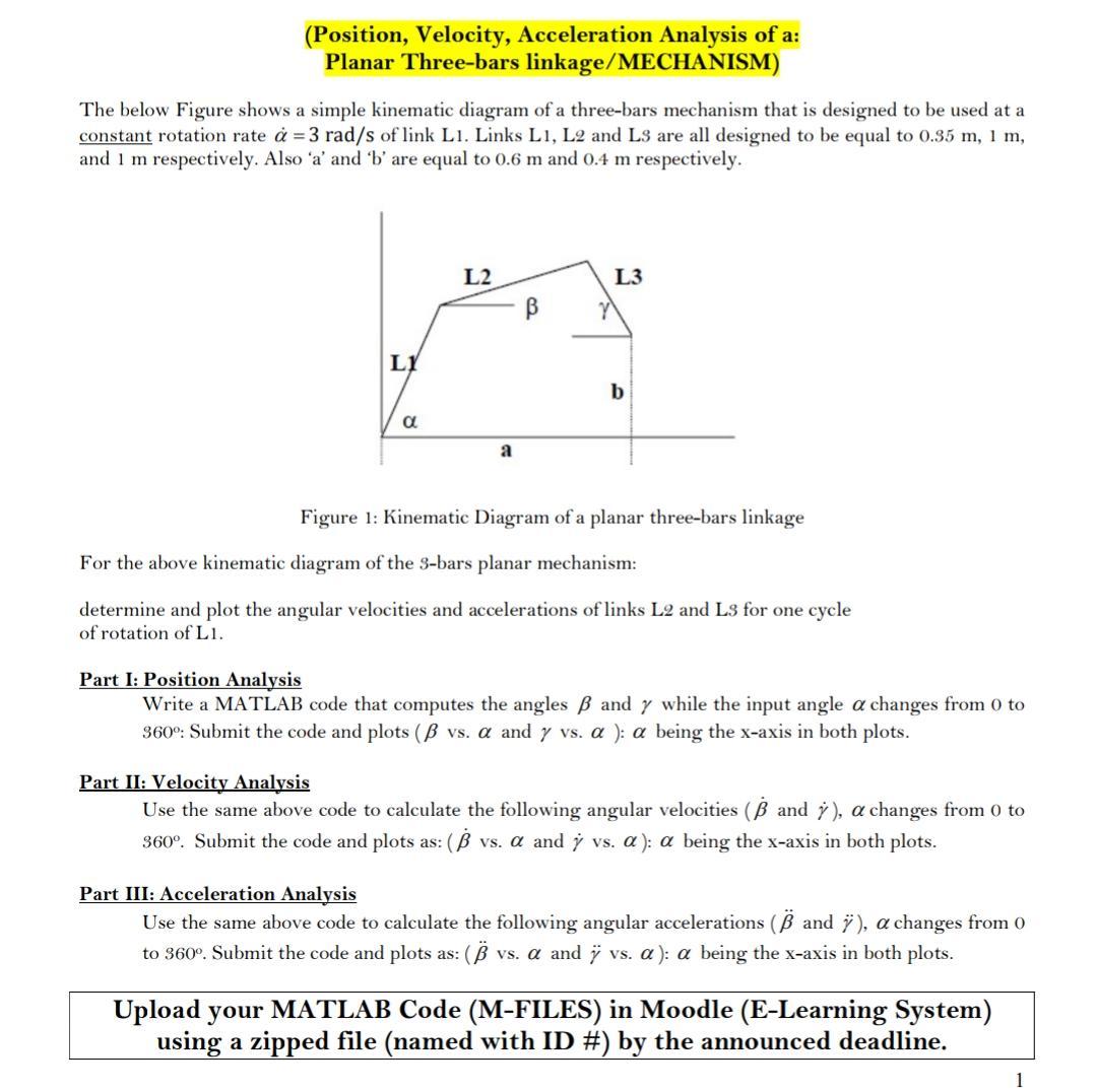 Solved Position Velocity Acceleration Analysis Of A P Chegg Com