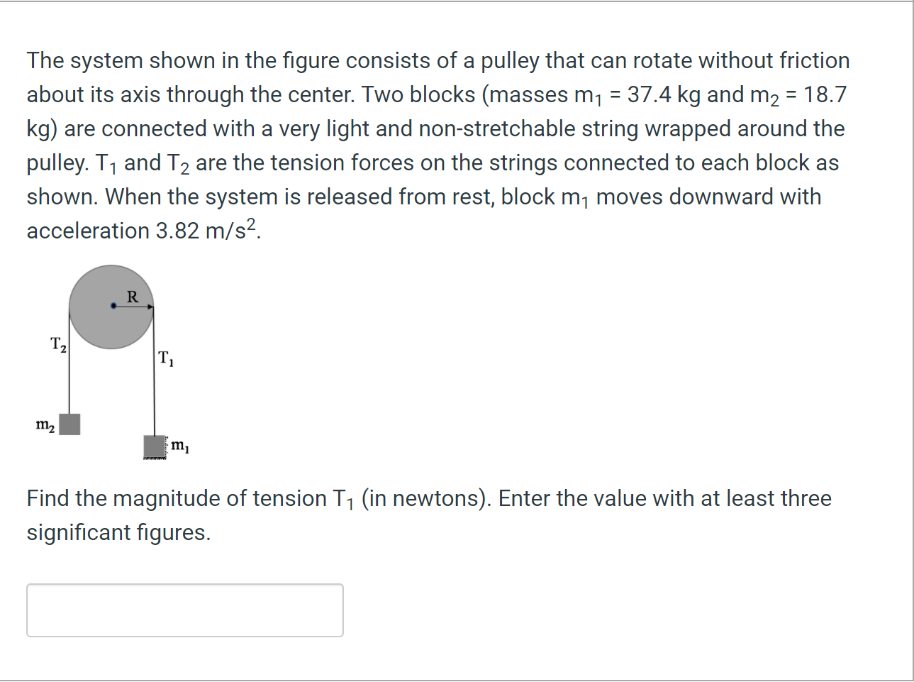 Solved The system shown in the figure consists of a pulley | Chegg.com
