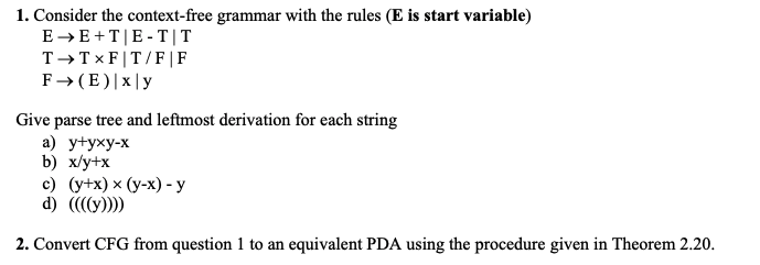 Solved 1. Consider The Context-free Grammar With The Rules | Chegg.com