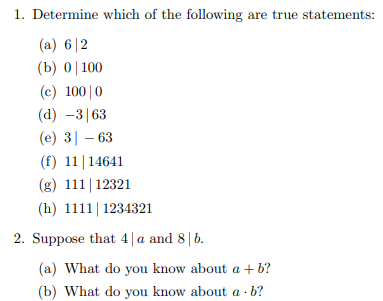 Solved 1. Determine Which Of The Following Are True | Chegg.com