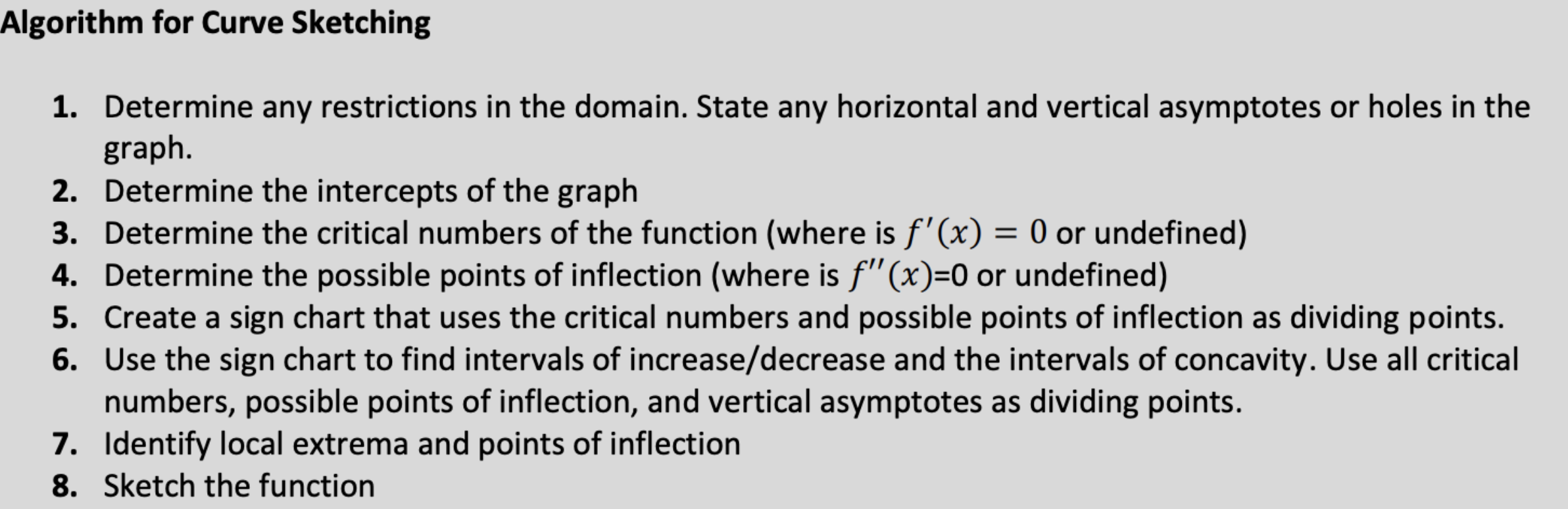 Solved Use The Curve Sketching Algorithm To Analyze The Key | Chegg.com