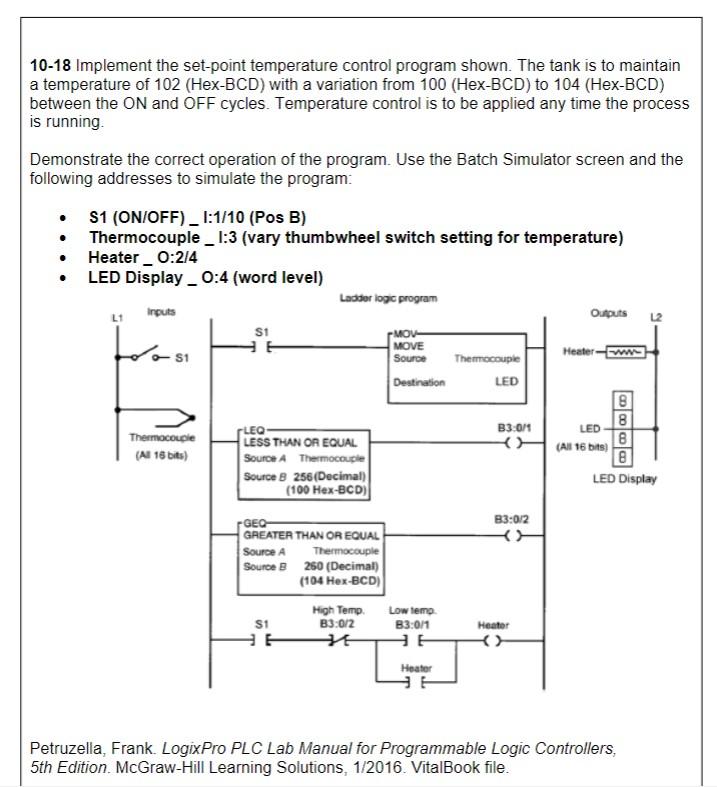 Solved 1018 Implement the setpoint temperature control