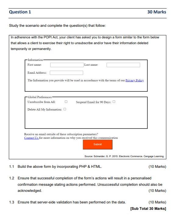 Solved Question 1 30 Marks Study the scenario and complete | Chegg.com