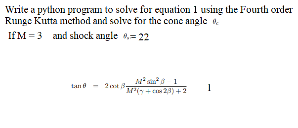 Write a python program to solve for equation 1 using | Chegg.com