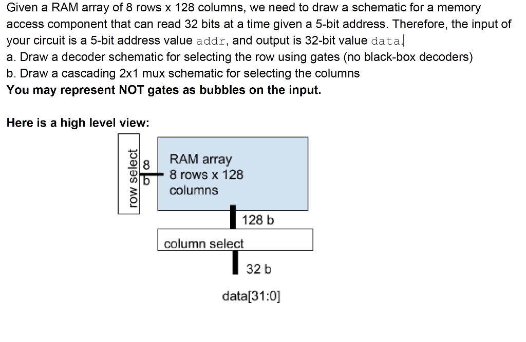 Solved Given a RAM array of 8 rows x 128 columns, we need to | Chegg.com