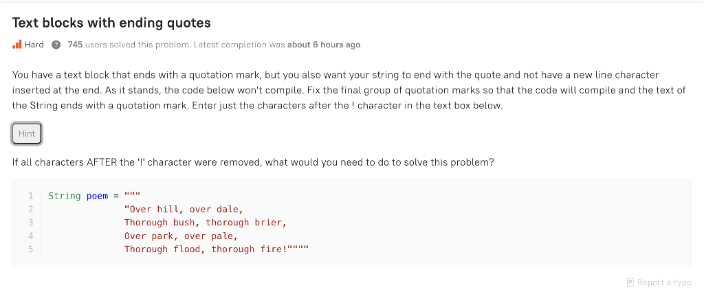 Solved Text blocks with ending quotes oul Hard 3 745 users | Chegg.com