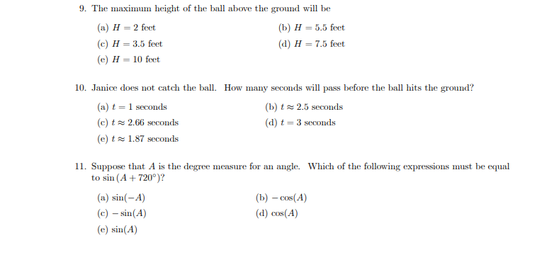 9. The maximum height of the ball above the ground | Chegg.com