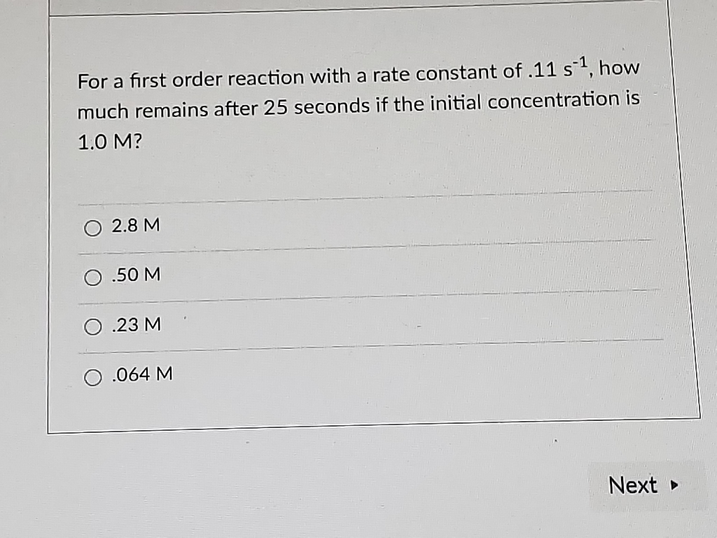 Solved For a first order reaction with a rate constant of | Chegg.com