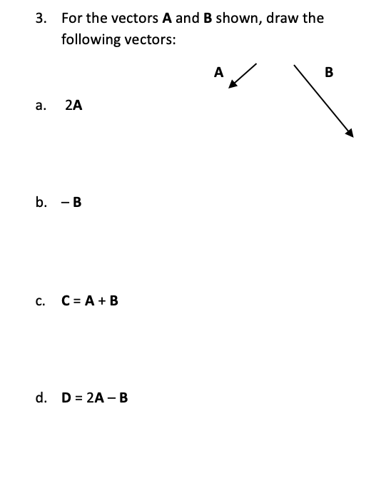 Solved For The Vectors A And B Shown, Draw The Following | Chegg.com