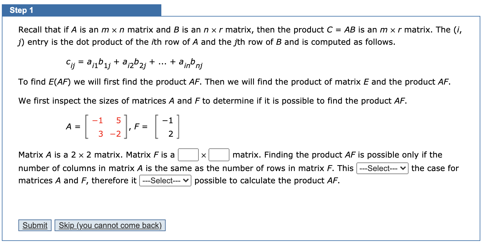 Solved Step 1 Recall that if A is an mx n matrix and B is an