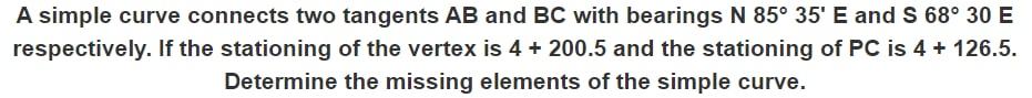 Solved A Simple Curve Connects Two Tangents AB And BC With | Chegg.com