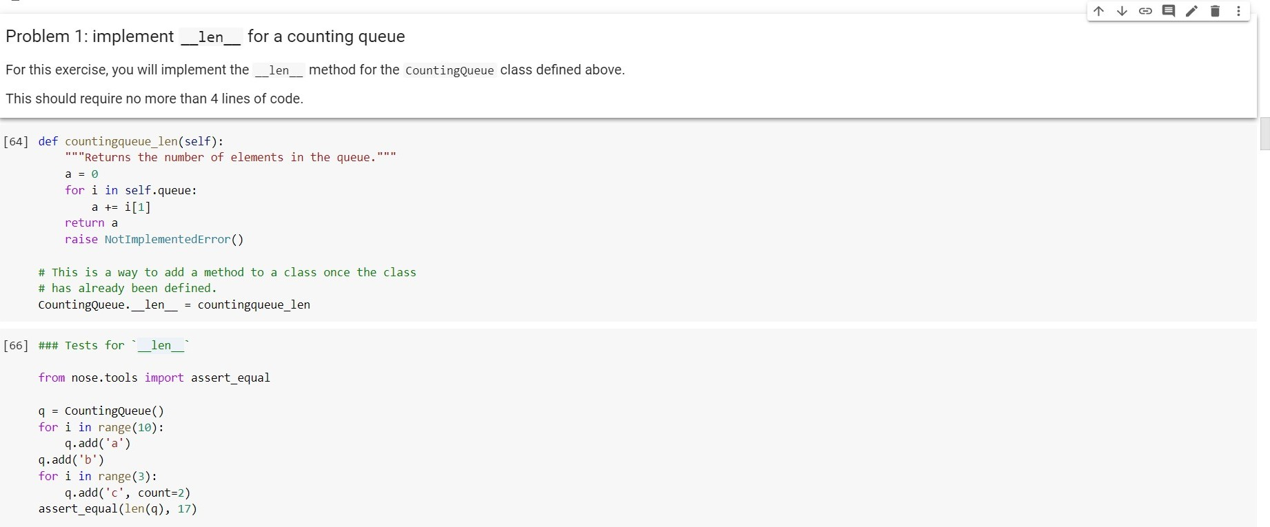 Solved Problem 1: implement _len_ for a counting queue For | Chegg.com
