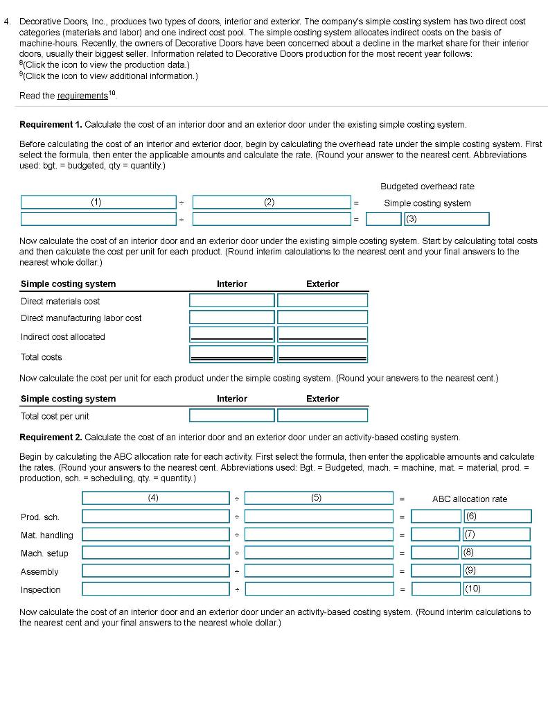 Solved 4. Decorative Doors, Inc. produces two types of