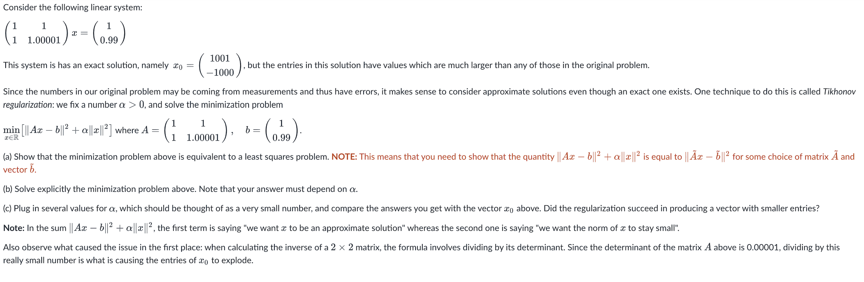 Solved Consider The Following Linear System 1 1 1 00001