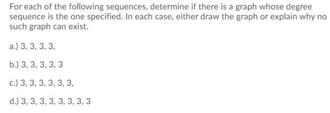 Solved For each of the following sequences, determine if | Chegg.com