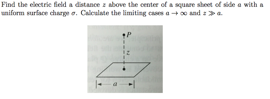 Solved Find the electric field a distance z above the center | Chegg.com