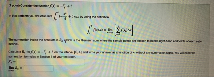 Solved (1 polnt) Consider the function f(x)-+ +5. In this | Chegg.com