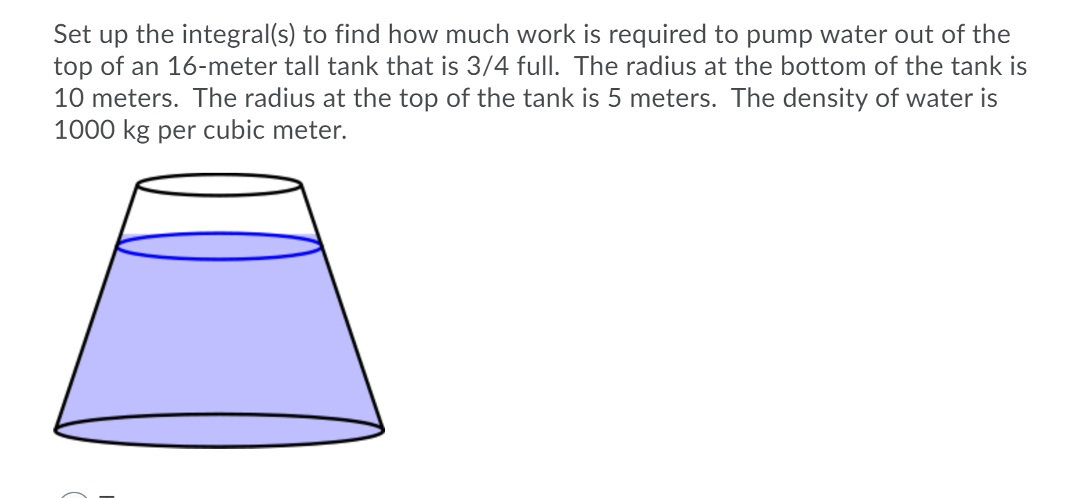 Solved Set up the integral(s) to find how much work is | Chegg.com