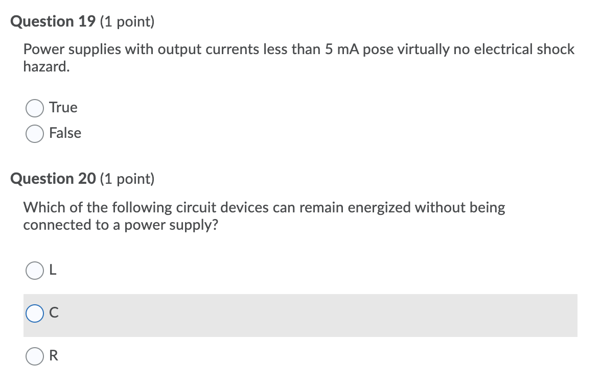 Solved Question 19 (1 Point) Power Supplies With Output | Chegg.com