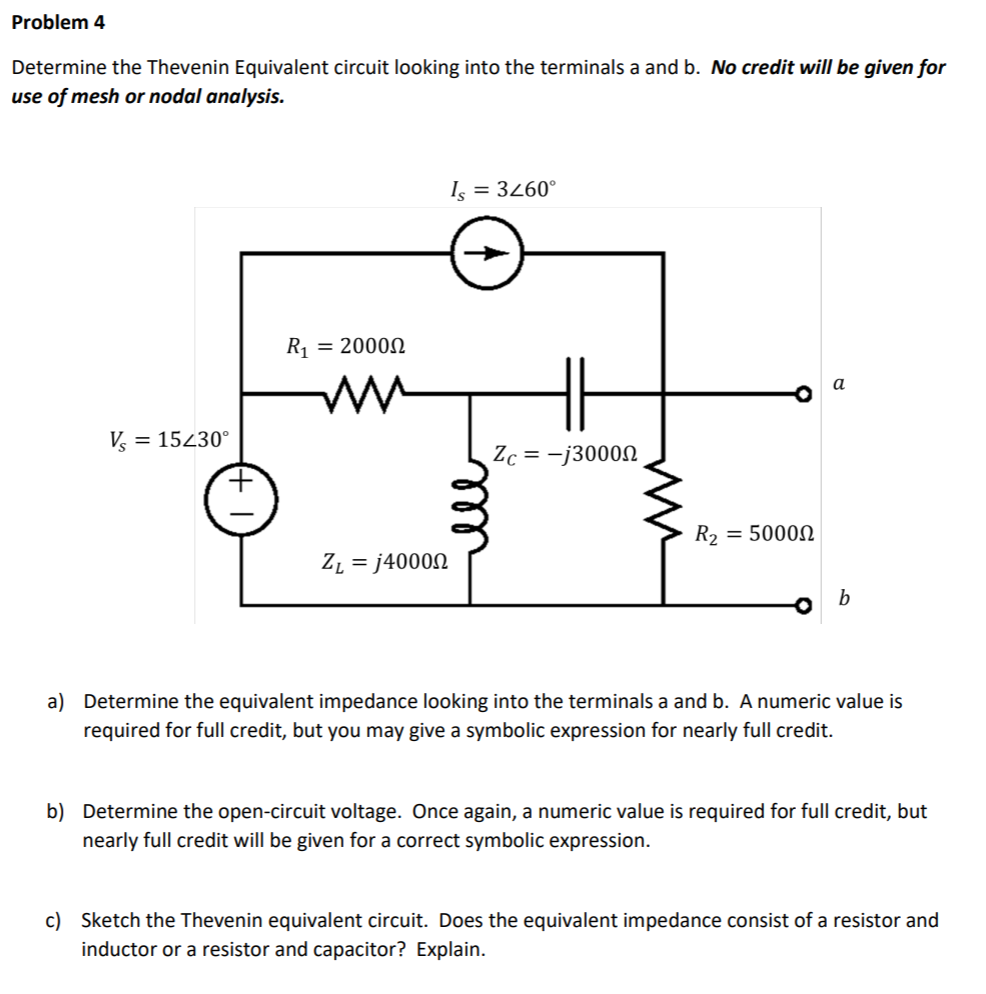 Solved Problem 4 Determine the Thevenin Equivalent circuit | Chegg.com