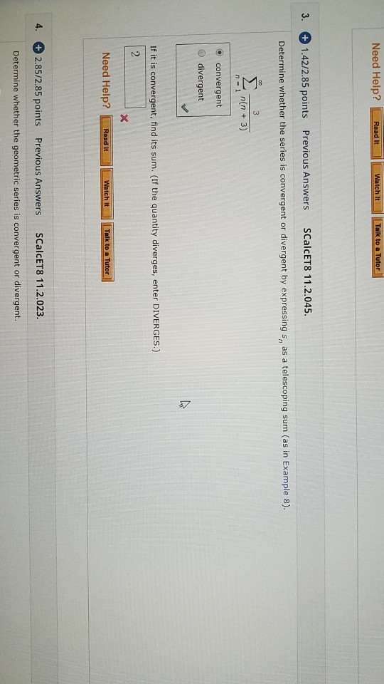 Solved Need Help? Read It Watch It Talk to a Tutor 3. | Chegg.com