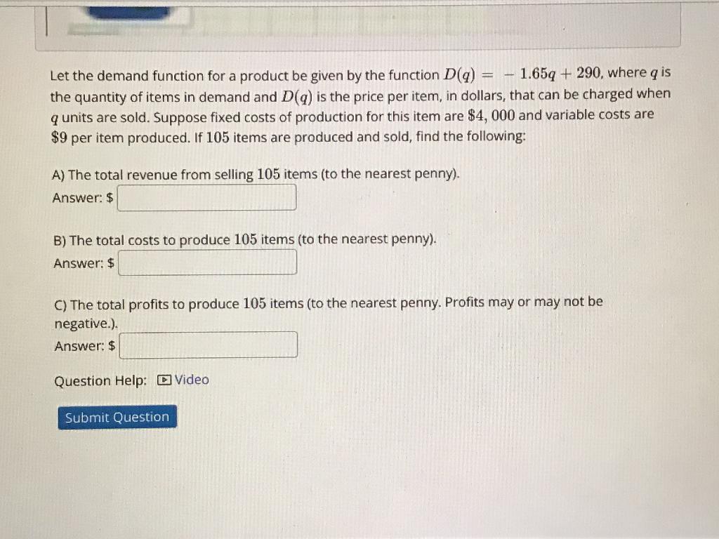 Solved Let the demand function for a product be given by the | Chegg.com
